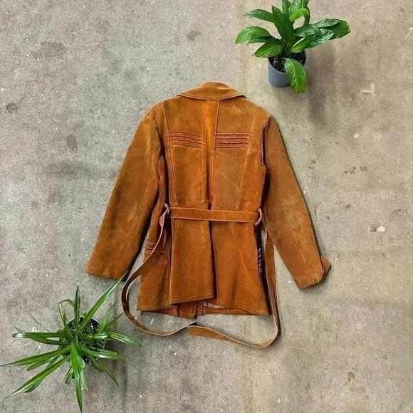 VINTAGE | Sears Suede Jacket With Belt  Small - Picture 2 of 9